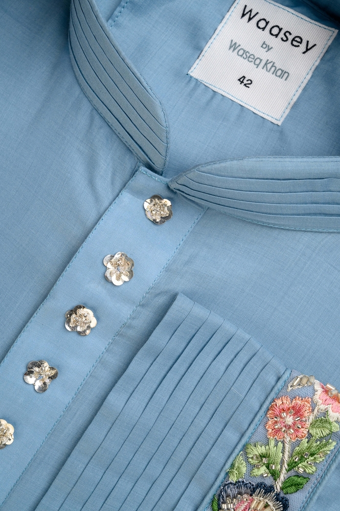 Sky Blue Floral Panjabi
